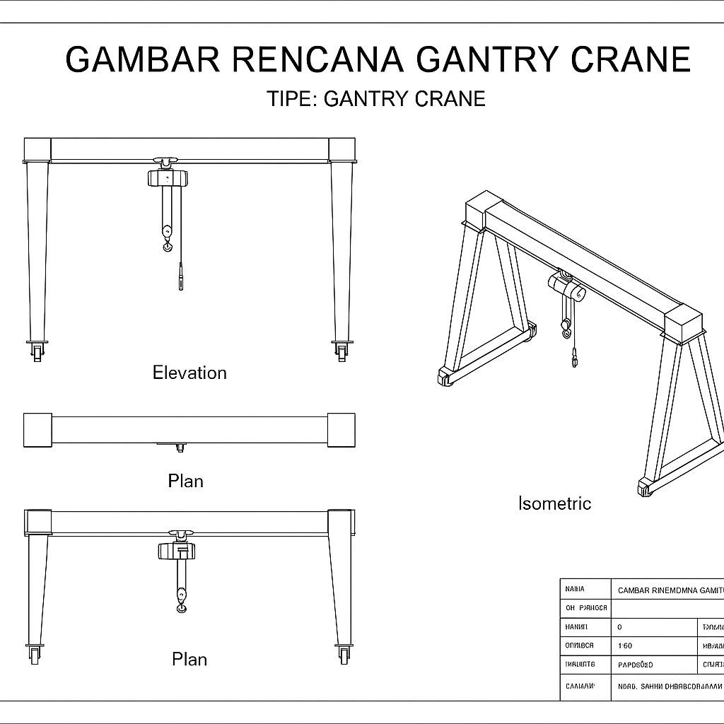 Dasar Hukum K3 Pesawat Angkat dan Angkut 11 Pengesahan gambar pesawat angkat angkut gantry crane adalah proses evaluasi dan persetujuan terhadap rancangan teknis gantry crane oleh instansi berwenang untuk memastikan bahwa alat tersebut memenuhi standar keselamatan kerja dan dapat dioperasikan secara aman.